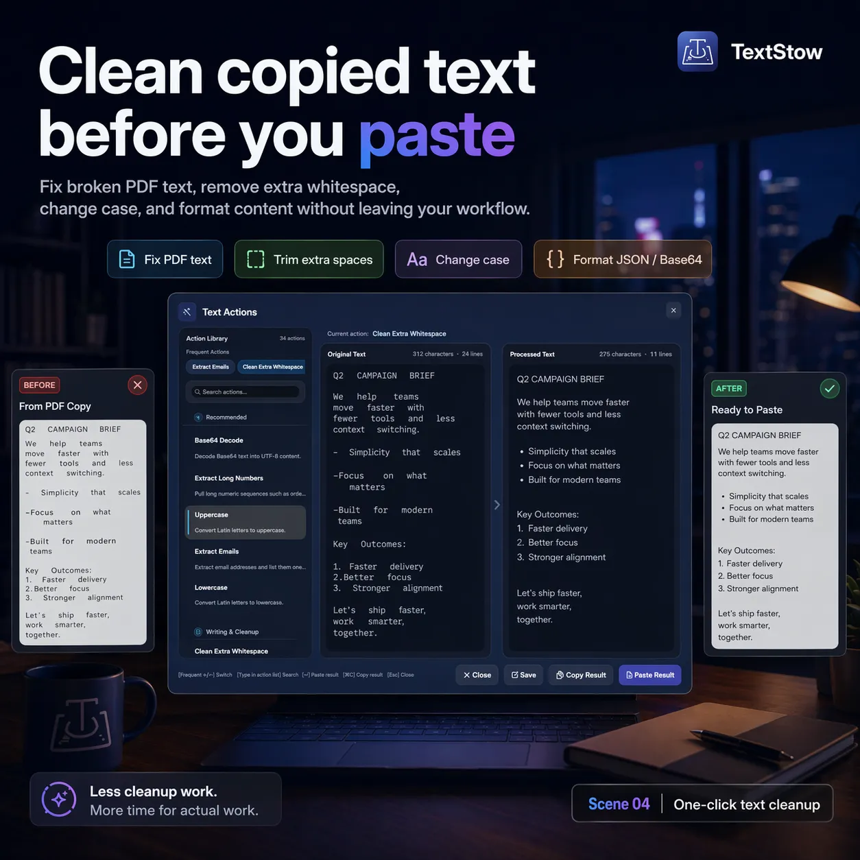 Cài đặt quyền riêng tư TextStow, không upload lên cloud